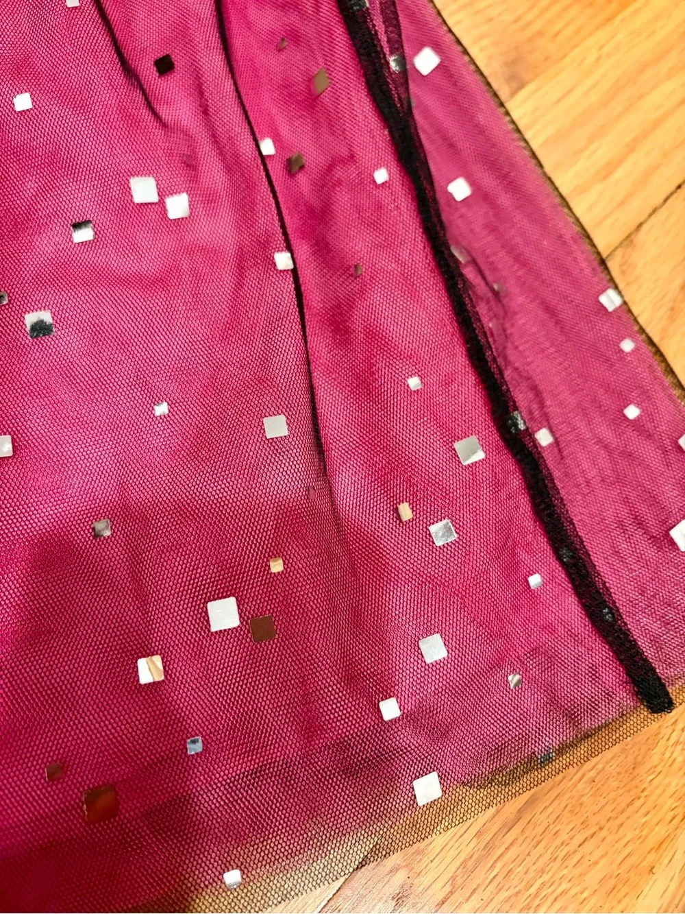 NWT Y2K Pink Sparkle Mesh Party Skirt Girls 14